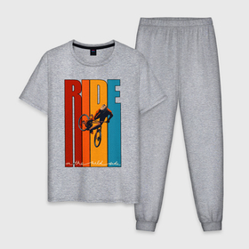 Мужская пижама хлопок с принтом MTB   ride в Курске, 100% хлопок | брюки и футболка прямого кроя, без карманов, на брюках мягкая резинка на поясе и по низу штанин
 | 