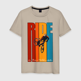 Мужская футболка хлопок с принтом MTB   ride в Белгороде, 100% хлопок | прямой крой, круглый вырез горловины, длина до линии бедер, слегка спущенное плечо. | 