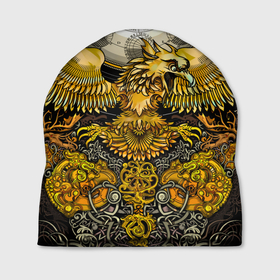 Шапка 3D с принтом Золотой орёл   славянский орнамент в Кировске, 100% полиэстер | универсальный размер, печать по всей поверхности изделия | Тематика изображения на принте: 