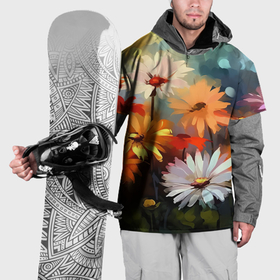 Накидка на куртку 3D с принтом Маслянные ромашки в Кировске, 100% полиэстер |  | Тематика изображения на принте: 