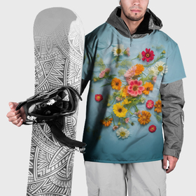 Накидка на куртку 3D с принтом Букет полевых цветов на ткани в Новосибирске, 100% полиэстер |  | Тематика изображения на принте: 