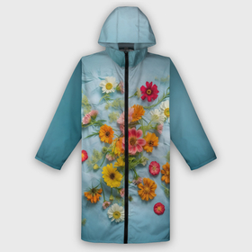 Мужской дождевик 3D с принтом Букет полевых цветов на ткани в Кировске,  |  | 