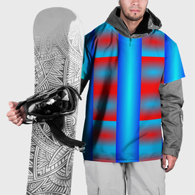 Накидка на куртку 3D с принтом Красно синие полосы и квадраты в Новосибирске, 100% полиэстер |  | 
