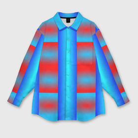 Мужская рубашка oversize 3D с принтом Красно синие полосы и квадраты в Курске,  |  | 