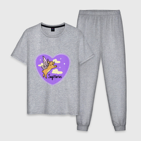 Мужская пижама хлопок с принтом Кролик с крыльями   стрелец в Кировске, 100% хлопок | брюки и футболка прямого кроя, без карманов, на брюках мягкая резинка на поясе и по низу штанин
 | 