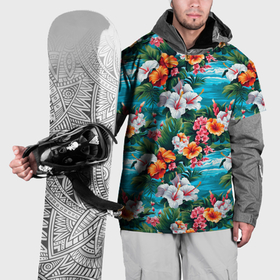 Накидка на куртку 3D с принтом Гавайские   цветы паттерн в Кировске, 100% полиэстер |  | 