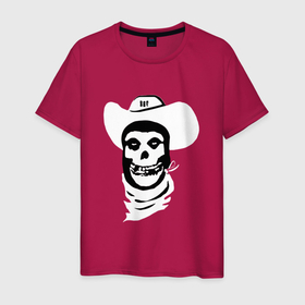 Мужская футболка хлопок с принтом Misfits cowboy , 100% хлопок | прямой крой, круглый вырез горловины, длина до линии бедер, слегка спущенное плечо. | Тематика изображения на принте: 