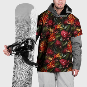 Накидка на куртку 3D с принтом Тропические  цветы в Санкт-Петербурге, 100% полиэстер |  | Тематика изображения на принте: 