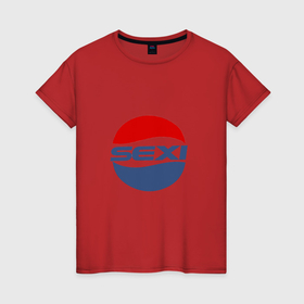 Женская футболка хлопок с принтом Pepsi в Екатеринбурге, 100% хлопок | прямой крой, круглый вырез горловины, длина до линии бедер, слегка спущенное плечо | Тематика изображения на принте: 