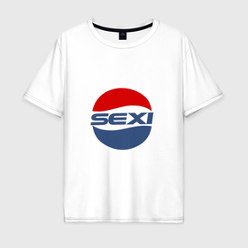 Мужская футболка хлопок Oversize с принтом Pepsi в Екатеринбурге, 100% хлопок | свободный крой, круглый ворот, “спинка” длиннее передней части | Тематика изображения на принте: 
