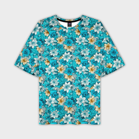Мужская футболка oversize 3D с принтом Тропические   цветы   паттерн в Санкт-Петербурге,  |  | Тематика изображения на принте: 