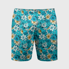 Мужские шорты спортивные с принтом Тропические   цветы   паттерн в Санкт-Петербурге,  |  | Тематика изображения на принте: 