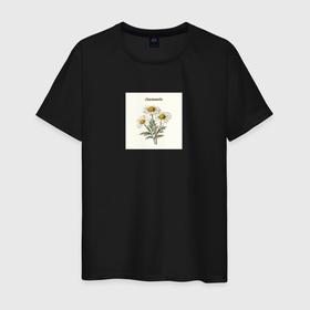 Мужская футболка хлопок с принтом Ромашки chamomile , 100% хлопок | прямой крой, круглый вырез горловины, длина до линии бедер, слегка спущенное плечо. | Тематика изображения на принте: 