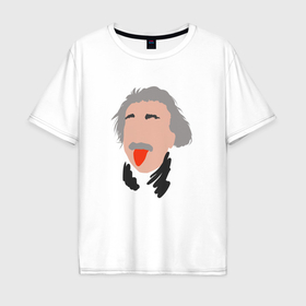 Мужская футболка хлопок Oversize с принтом Альберт Эйнштейн портрет в Екатеринбурге, 100% хлопок | свободный крой, круглый ворот, “спинка” длиннее передней части | 