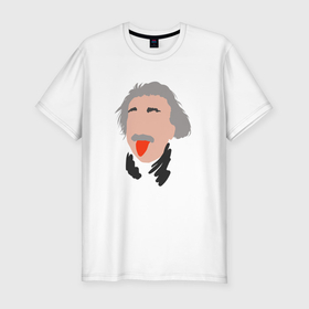 Мужская футболка хлопок Slim с принтом Альберт Эйнштейн портрет в Петрозаводске, 92% хлопок, 8% лайкра | приталенный силуэт, круглый вырез ворота, длина до линии бедра, короткий рукав | 