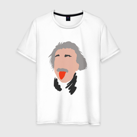 Мужская футболка хлопок с принтом Альберт Эйнштейн портрет в Курске, 100% хлопок | прямой крой, круглый вырез горловины, длина до линии бедер, слегка спущенное плечо. | Тематика изображения на принте: 