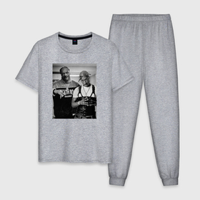 Мужская пижама хлопок с принтом Old Gangstars в Тюмени, 100% хлопок | брюки и футболка прямого кроя, без карманов, на брюках мягкая резинка на поясе и по низу штанин
 | Тематика изображения на принте: 