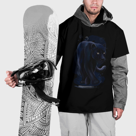 Накидка на куртку 3D с принтом Черный хищник пантера , 100% полиэстер |  | Тематика изображения на принте: 