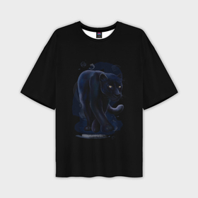 Мужская футболка oversize 3D с принтом Черный хищник пантера в Новосибирске,  |  | Тематика изображения на принте: 
