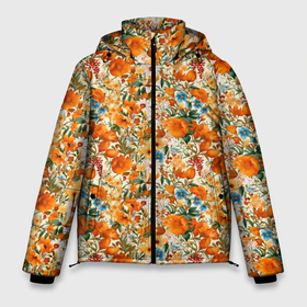 Мужская зимняя куртка 3D с принтом Полевые желтые цветы в Новосибирске, верх — 100% полиэстер; подкладка — 100% полиэстер; утеплитель — 100% полиэстер | длина ниже бедра, свободный силуэт Оверсайз. Есть воротник-стойка, отстегивающийся капюшон и ветрозащитная планка. 

Боковые карманы с листочкой на кнопках и внутренний карман на молнии. | Тематика изображения на принте: 