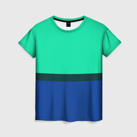 Женская футболка 3D с принтом Двухцветный зелёный и синий в Санкт-Петербурге, 100% полиэфир ( синтетическое хлопкоподобное полотно) | прямой крой, круглый вырез горловины, длина до линии бедер | 