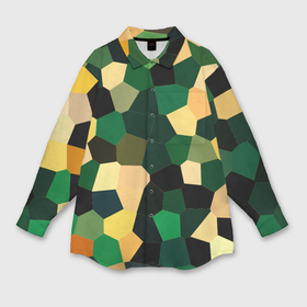 Мужская рубашка oversize 3D с принтом Мозаика зелёный в Курске,  |  | 