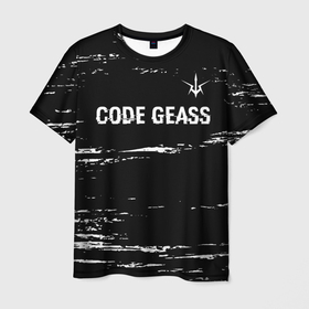 Мужская футболка 3D с принтом Code Geass glitch на темном фоне: символ сверху , 100% полиэфир | прямой крой, круглый вырез горловины, длина до линии бедер | Тематика изображения на принте: 