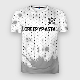 Мужская футболка 3D Slim с принтом CreepyPasta glitch на светлом фоне: символ сверху , 100% полиэстер с улучшенными характеристиками | приталенный силуэт, круглая горловина, широкие плечи, сужается к линии бедра | 