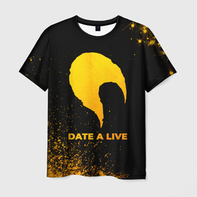 Мужская футболка 3D с принтом Date A Live   gold gradient в Екатеринбурге, 100% полиэфир | прямой крой, круглый вырез горловины, длина до линии бедер | Тематика изображения на принте: 