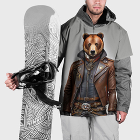 Накидка на куртку 3D с принтом Cool bear   steampunk   neural network в Петрозаводске, 100% полиэстер |  | 