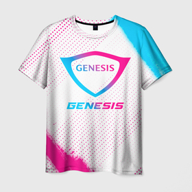Мужская футболка 3D с принтом Genesis neon gradient style в Кировске, 100% полиэфир | прямой крой, круглый вырез горловины, длина до линии бедер | 