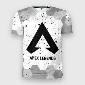 Мужская футболка 3D Slim с принтом Apex Legends glitch на светлом фоне в Кировске, 100% полиэстер с улучшенными характеристиками | приталенный силуэт, круглая горловина, широкие плечи, сужается к линии бедра | 