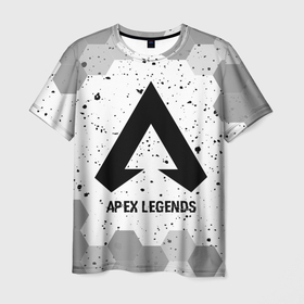 Мужская футболка 3D с принтом Apex Legends glitch на светлом фоне в Санкт-Петербурге, 100% полиэфир | прямой крой, круглый вырез горловины, длина до линии бедер | 
