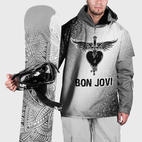 Накидка на куртку 3D с принтом Bon Jovi glitch на светлом фоне в Новосибирске, 100% полиэстер |  | Тематика изображения на принте: 