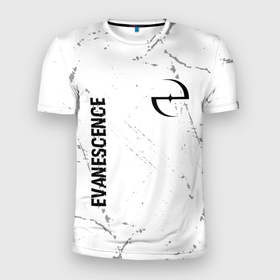 Мужская футболка 3D Slim с принтом Evanescence glitch на светлом фоне: надпись, символ в Тюмени, 100% полиэстер с улучшенными характеристиками | приталенный силуэт, круглая горловина, широкие плечи, сужается к линии бедра | Тематика изображения на принте: 