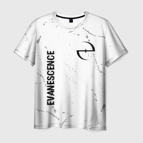 Мужская футболка 3D с принтом Evanescence glitch на светлом фоне: надпись, символ в Тюмени, 100% полиэфир | прямой крой, круглый вырез горловины, длина до линии бедер | Тематика изображения на принте: 
