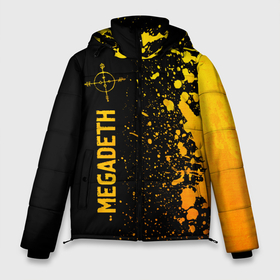 Мужская зимняя куртка 3D с принтом Megadeth   gold gradient: по вертикали в Екатеринбурге, верх — 100% полиэстер; подкладка — 100% полиэстер; утеплитель — 100% полиэстер | длина ниже бедра, свободный силуэт Оверсайз. Есть воротник-стойка, отстегивающийся капюшон и ветрозащитная планка. 

Боковые карманы с листочкой на кнопках и внутренний карман на молнии. | 