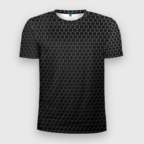 Мужская футболка 3D Slim с принтом Текстура кольчуги в Санкт-Петербурге, 100% полиэстер с улучшенными характеристиками | приталенный силуэт, круглая горловина, широкие плечи, сужается к линии бедра | 