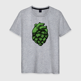 Мужская футболка хлопок с принтом Хмельное сердце в Кировске, 100% хлопок | прямой крой, круглый вырез горловины, длина до линии бедер, слегка спущенное плечо. | 