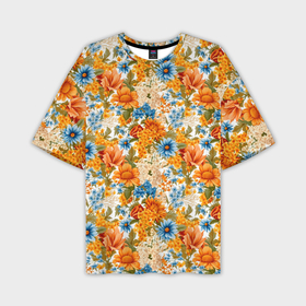 Мужская футболка oversize 3D с принтом Оранжевые  полевые   цветы в Санкт-Петербурге,  |  | 