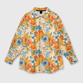 Мужская рубашка oversize 3D с принтом Оранжевые  полевые   цветы в Санкт-Петербурге,  |  | 