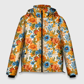 Мужская зимняя куртка 3D с принтом Оранжевые  полевые   цветы в Белгороде, верх — 100% полиэстер; подкладка — 100% полиэстер; утеплитель — 100% полиэстер | длина ниже бедра, свободный силуэт Оверсайз. Есть воротник-стойка, отстегивающийся капюшон и ветрозащитная планка. 

Боковые карманы с листочкой на кнопках и внутренний карман на молнии. | 
