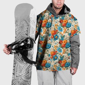 Накидка на куртку 3D с принтом Цветы  полевые паттерн в Тюмени, 100% полиэстер |  | 