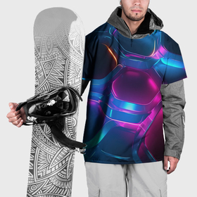 Накидка на куртку 3D с принтом Неоновый синий  фон в Ухте, 100% полиэстер |  | 