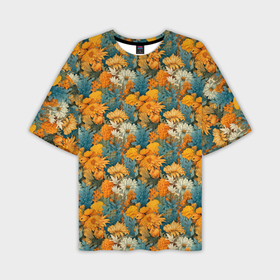 Мужская футболка oversize 3D с принтом Желтые и синие полевые цветы в Санкт-Петербурге,  |  | 