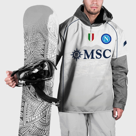 Накидка на куртку 3D с принтом ФК Наполи форма 23 24 гостевая , 100% полиэстер |  | Тематика изображения на принте: 