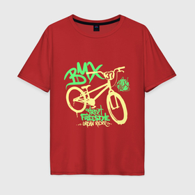Мужская футболка хлопок Oversize с принтом BMX   street freestyle в Курске, 100% хлопок | свободный крой, круглый ворот, “спинка” длиннее передней части | 