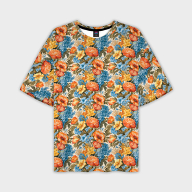 Мужская футболка oversize 3D с принтом Микс из цветов в Петрозаводске,  |  | 
