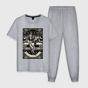 Мужская пижама хлопок с принтом Muscle cars garage в Санкт-Петербурге, 100% хлопок | брюки и футболка прямого кроя, без карманов, на брюках мягкая резинка на поясе и по низу штанин
 | 
