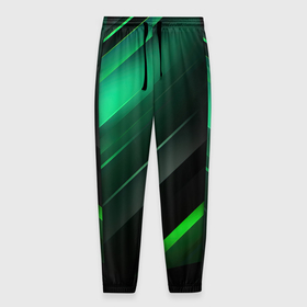 Мужские брюки 3D с принтом Black green   abstract в Кировске, 100% полиэстер | манжеты по низу, эластичный пояс регулируется шнурком, по бокам два кармана без застежек, внутренняя часть кармана из мелкой сетки | 